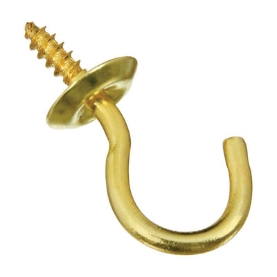 National Hardware Small Gold Solid Brass 3/4 in. L Cup Hook 5 lb 5 pk