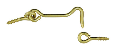 National Hardware Medium Gold Solid Brass 2-1/2 in. L Hook and Eye
