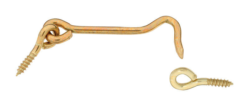 National Hardware Large Gold Solid Brass 3 in. L Hook and Eye