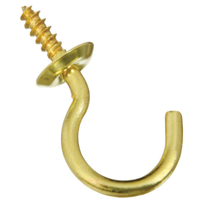 National Hardware Gold Solid Brass 7/8 in. L Cup Hook 5 pk