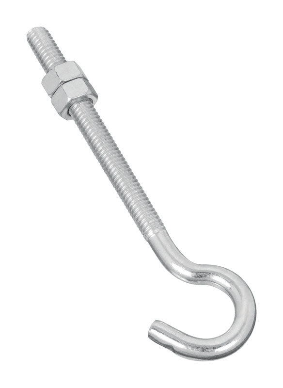 National Hardware Large Zinc-Plated Silver Steel 5 in. L Hook Bolt 100 lb