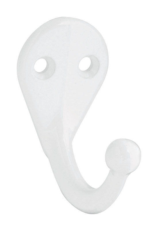 National Hardware 1.75 in. L White Zinc Die-Cast Clothes Hook 35 lb. cap.