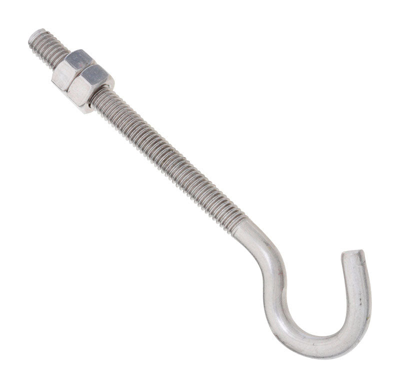 National Hardware Zinc-Plated Silver Stainless Steel 5 in. L Hook Bolt 115 lb