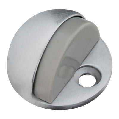 National Hardware Solid Brass w/Rubber Bumper Chrome Silver Door Stop Mounts to floor 1.75 in.