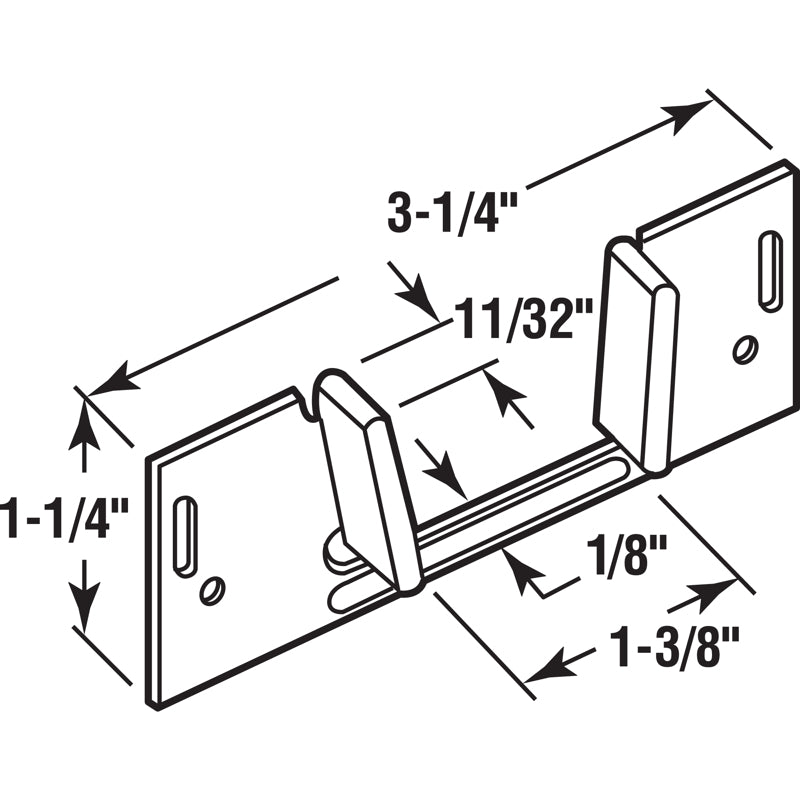 Prime-Line 1.38 in. D X 3.25 in. L Mill Silver Steel Pocket Door Slide Guide