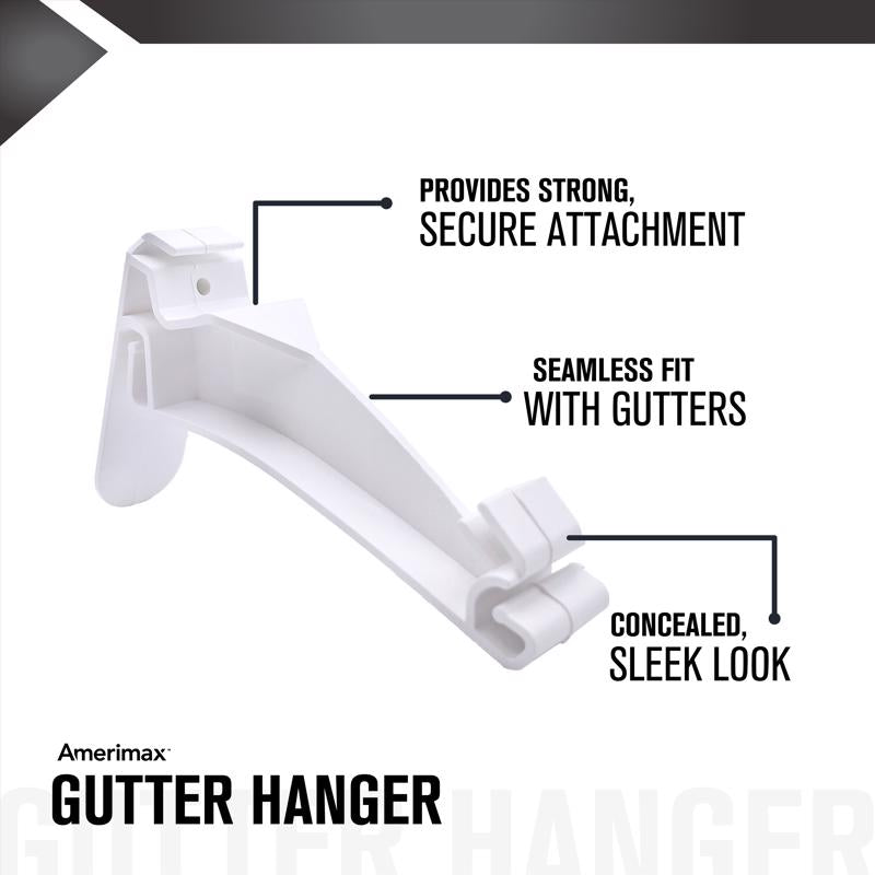 Amerimax 4.5 in. H X 1 in. W X 15 in. L White Vinyl K Hidden Hook