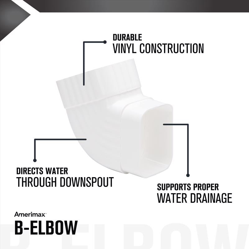 Amerimax 4.5 in. H X 2.5 in. W X 4.5 in. L White Vinyl K Gutter Elbow