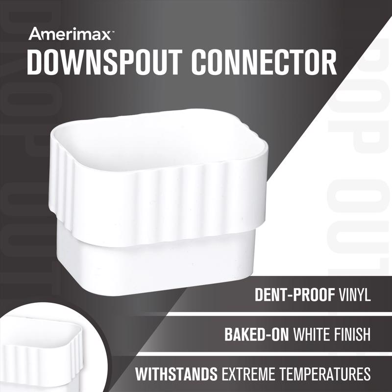 Amerimax 2 in. W X 3 in. L White Vinyl K Downspout Connector