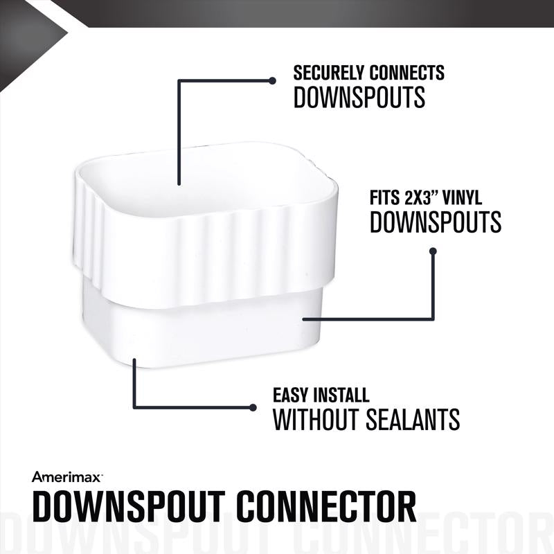 Amerimax 2 in. W X 3 in. L White Vinyl K Downspout Connector