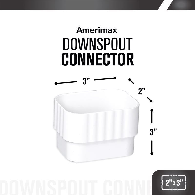 Amerimax 2 in. W X 3 in. L White Vinyl K Downspout Connector