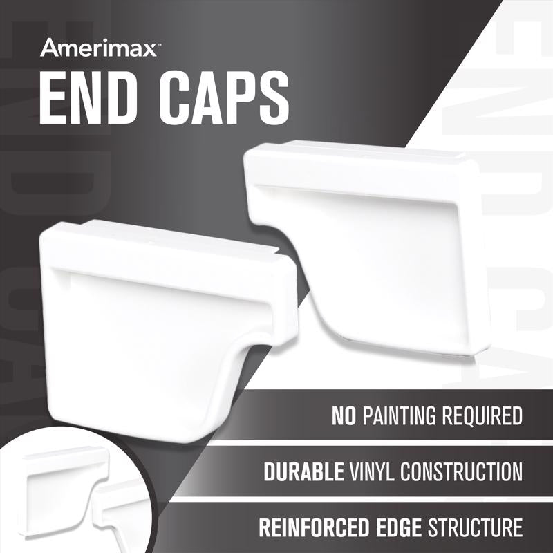 Amerimax 4.6 in. H X 2 in. W X 5 in. L White Vinyl K Gutter End Cap