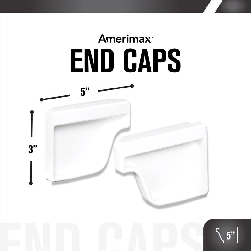 Amerimax 4.6 in. H X 2 in. W X 5 in. L White Vinyl K Gutter End Cap
