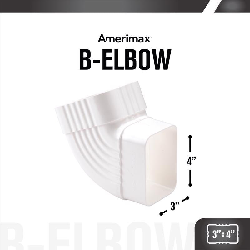 Amerimax 4 in. H X 3 in. W X 5.5 in. L White Vinyl B Gutter Elbow