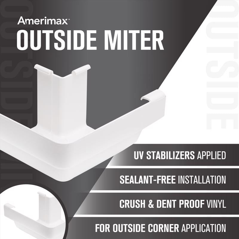 Amerimax 6 in. H X 6.15 in. W X 6.25 in. L White Vinyl K Outside Corner