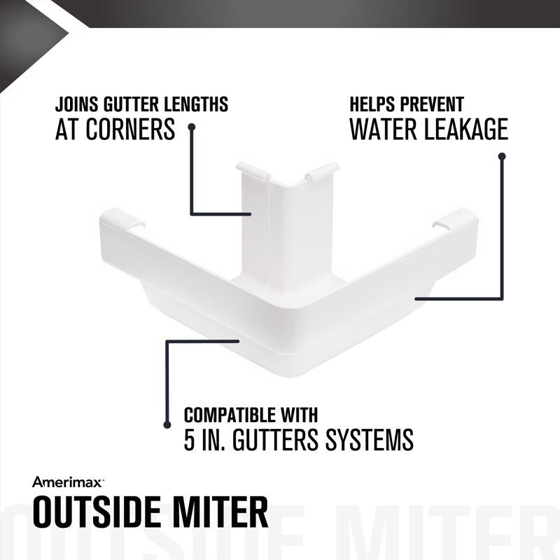 Amerimax 6 in. H X 6.15 in. W X 6.25 in. L White Vinyl K Outside Corner