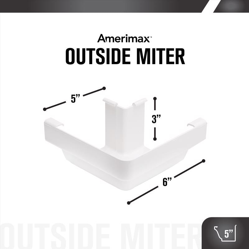 Amerimax 6 in. H X 6.15 in. W X 6.25 in. L White Vinyl K Outside Corner