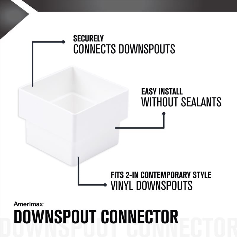 Amerimax 2.6 in. H X 2 in. W X 2 in. L White Vinyl U Downspout Connector