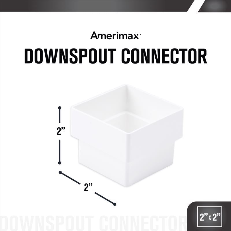 Amerimax 2.6 in. H X 2 in. W X 2 in. L White Vinyl U Downspout Connector