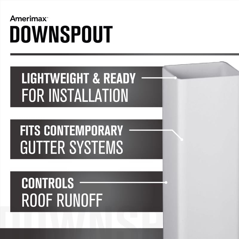 Amerimax 2 in. H X 2 in. W X 120 in. L White Vinyl U Downspout