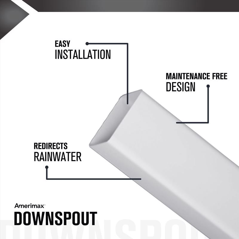 Amerimax 2 in. H X 2 in. W X 120 in. L White Vinyl U Downspout