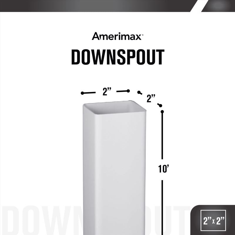 Amerimax 2 in. H X 2 in. W X 120 in. L White Vinyl U Downspout