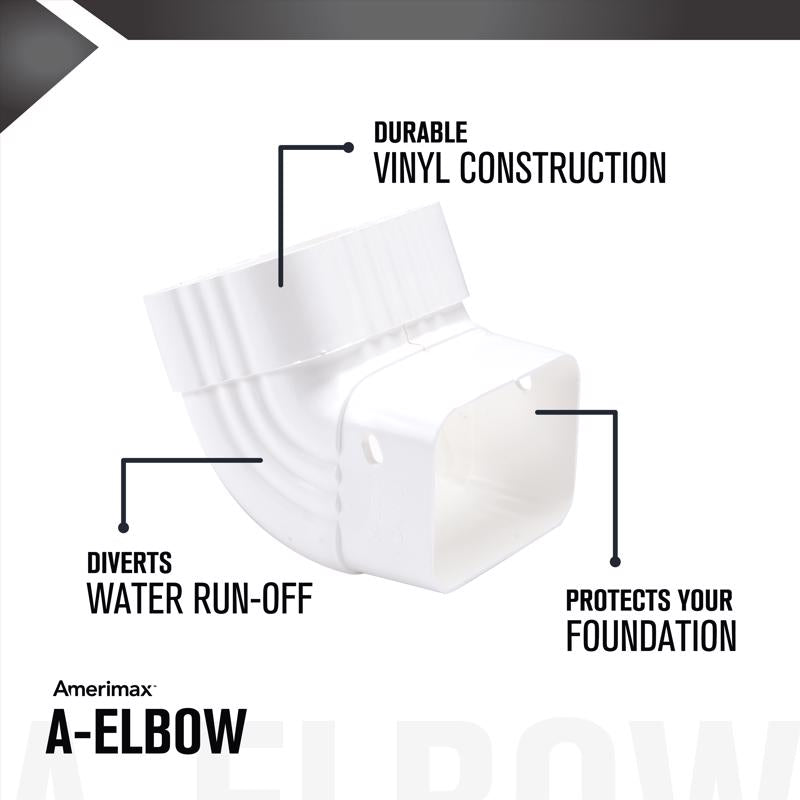Amerimax 3 in. H X 4 in. W X 5.5 in. L White Vinyl A Gutter Elbow