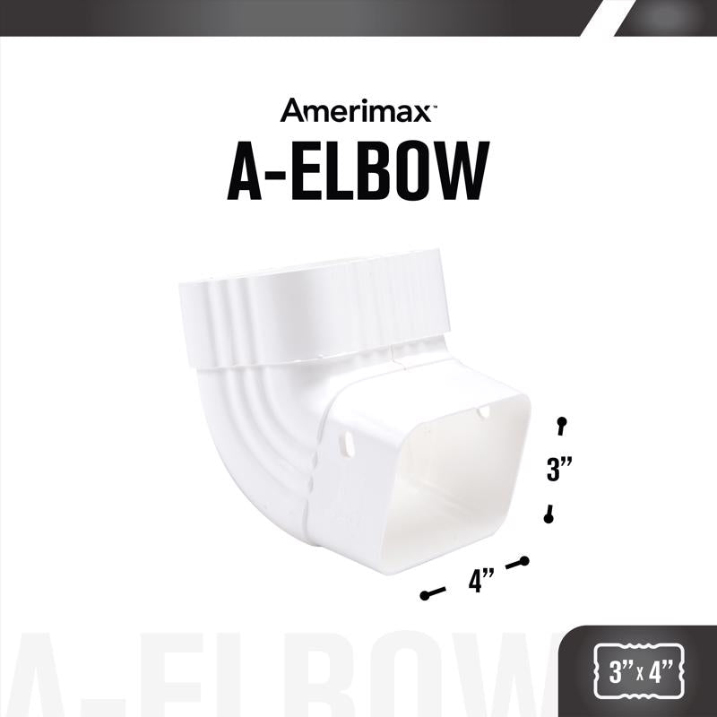 Amerimax 3 in. H X 4 in. W X 5.5 in. L White Vinyl A Gutter Elbow