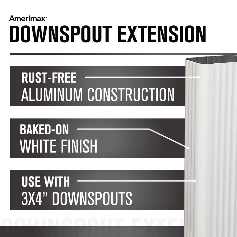Amerimax 3 in. H X 4.25 in. W X 15 in. L White Aluminum K Downspout Extension