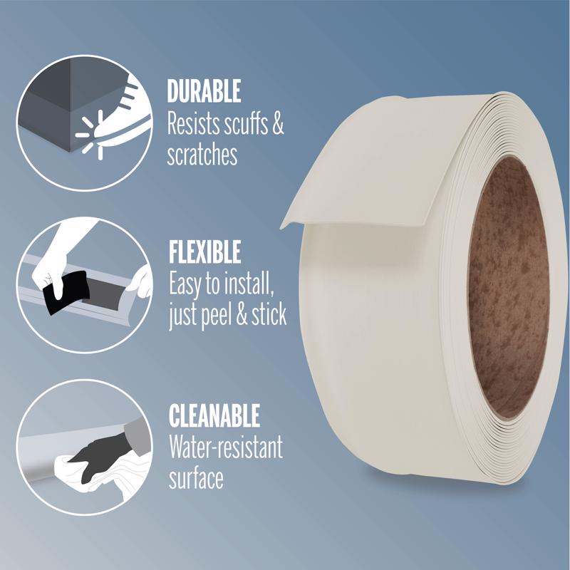 M-D Building Products 4 in. H X 0.08 in. W X 20 ft. L Self-Stick Almond Vinyl Wall Base