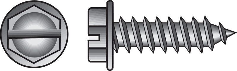 HILLMAN No. 14 Ga. X 1 in. L Slotted Hex Washer Head Sheet Metal Screws 100 pk