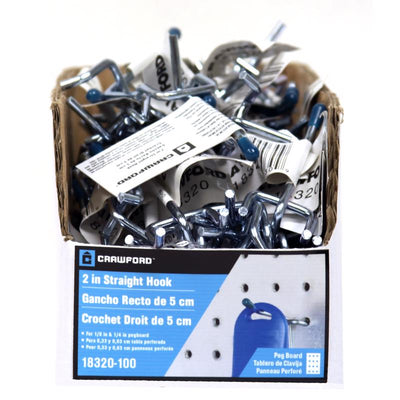Crawford Zinc Plated Silver Steel 2 in. Peg Hooks