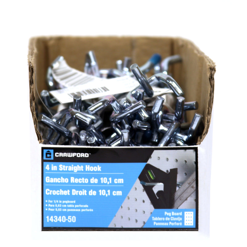 Crawford Zinc Plated Silver Steel 4 in. Peg Hooks