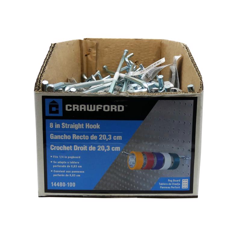 Crawford Zinc Plated Silver Steel 8 in. Peg Hooks