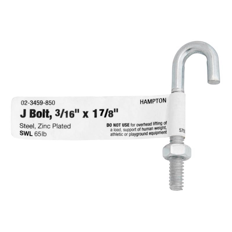 Hampton Small Zinc-Plated Silver Zinc 0.5625 in. L J-Bolt 60 lb
