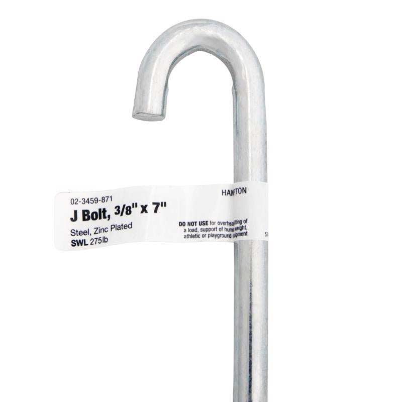 Hampton Small Zinc-Plated Silver Zinc 1 in. L J-Bolt 375 lb