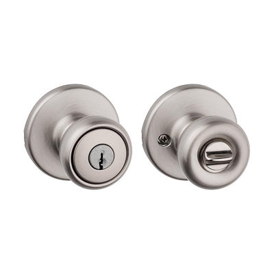 Kwikset Tylo Satin Nickel Entry Door Knob 1-3/4 in.