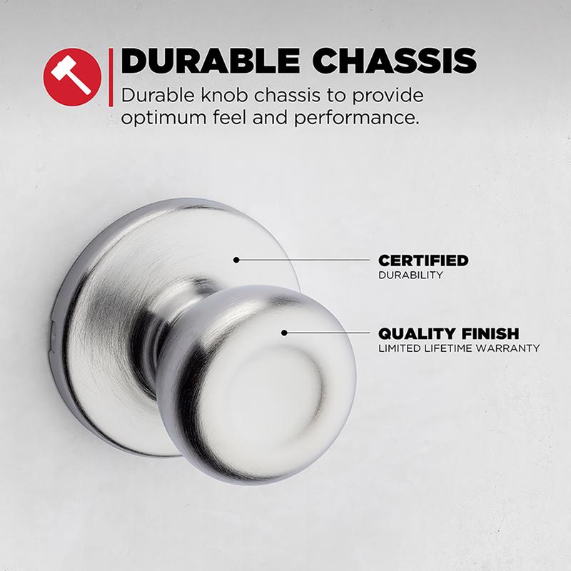 Kwikset Tylo Satin Chrome Passage Door Knob Right or Left Handed