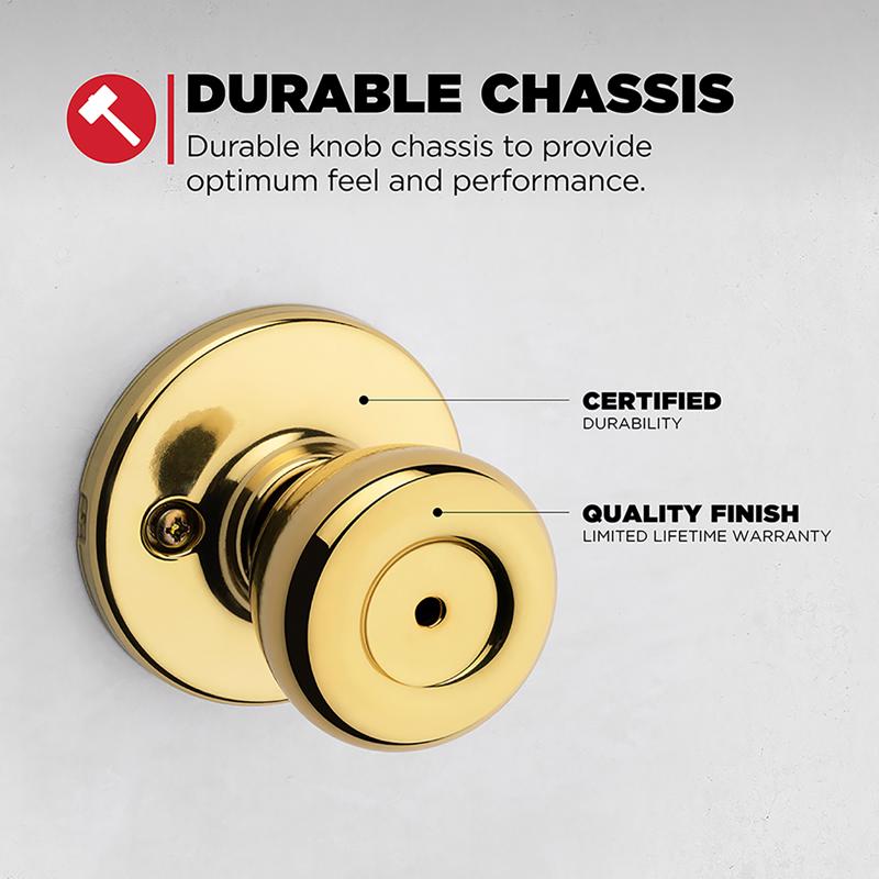 Kwikset Tylo Polished Brass Privacy Knob Right or Left Handed