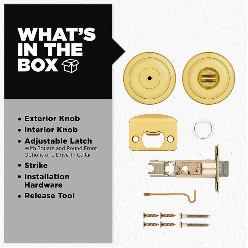 Kwikset Tylo Polished Brass Privacy Knob Right or Left Handed