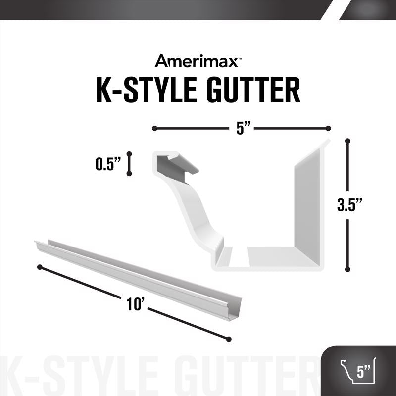 Amerimax 3.5 in. H X 5 in. W X 120 in. L White Aluminum K Gutter