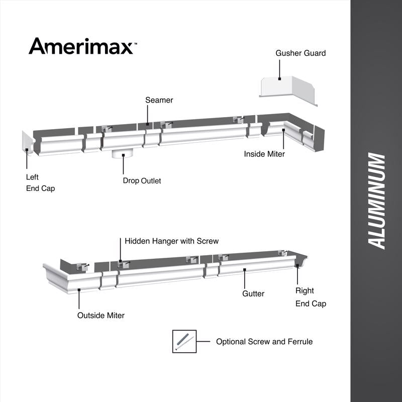 Amerimax 2 in. H X 3 in. W X 120 in. L White Aluminum K Downspout