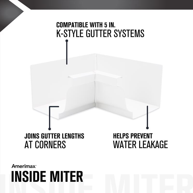 Amerimax 3.5 in. H X 3.75 in. W X 7.5 in. L White Aluminum K Inside Miter