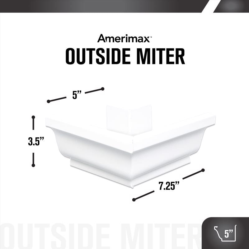 Amerimax 5 in. W X 7.25 in. L White Aluminum K Outside Miter