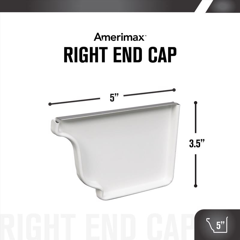 Amerimax 5 in. H X 3.5 in. W X 5 in. L White Aluminum K Right End Cap