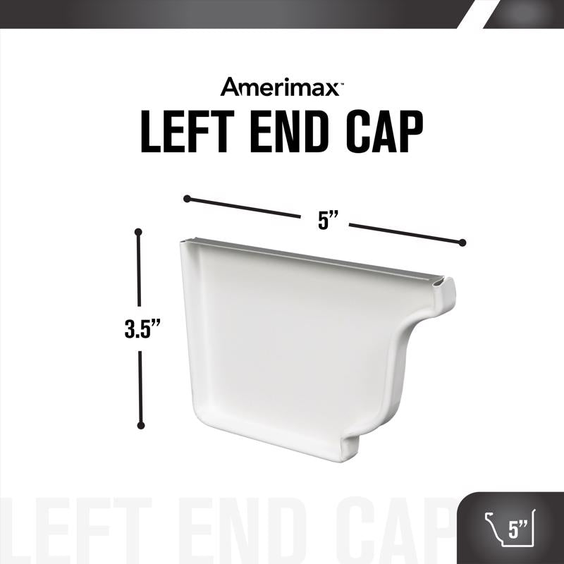 Amerimax 3.5 in. H X 5 in. W X 0.5 in. L White Aluminum K Left End Cap
