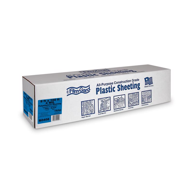 Film-Gard Plastic Sheeting 4 mil X 8 ft. W X 100 ft. L Polyethylene Black