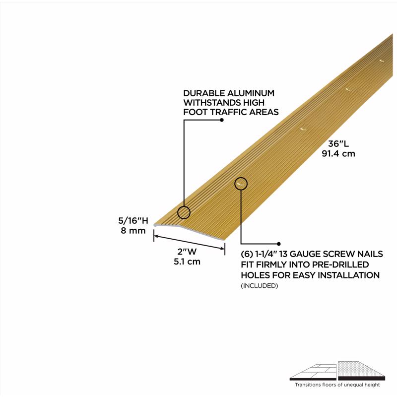 M-D Building Products 0.375 in. H X 2 in. W X 36 in. L Prefinished Satin Brass Aluminum Carpet Trim