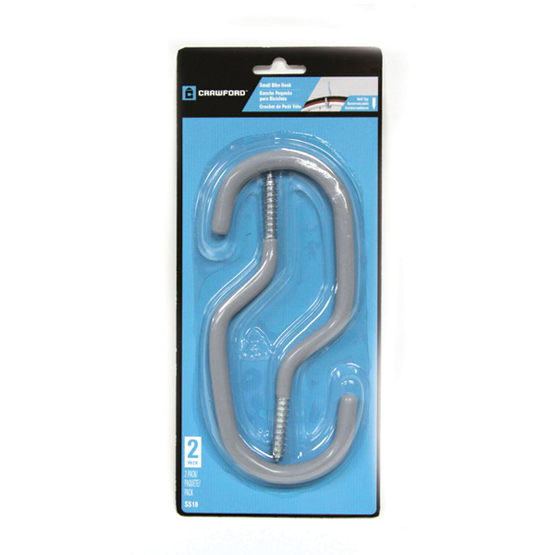 Crawford 6 in. L Vinyl Coated Gray Steel Medium Bike Hook Hook 20 lb. cap. 2 pk