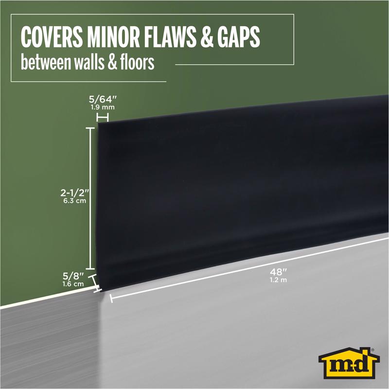 M-D Building Products 2.5 in. H X 0.08 in. W X 48 in. L Prefinished Black Vinyl Wall Base