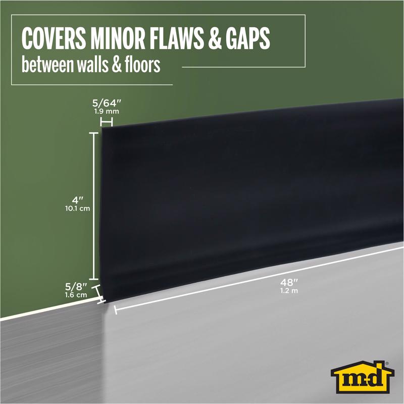 M-D Building Products 4 in. H X 0.08 in. W X 48 in. L Prefinished Black Vinyl Wall Base